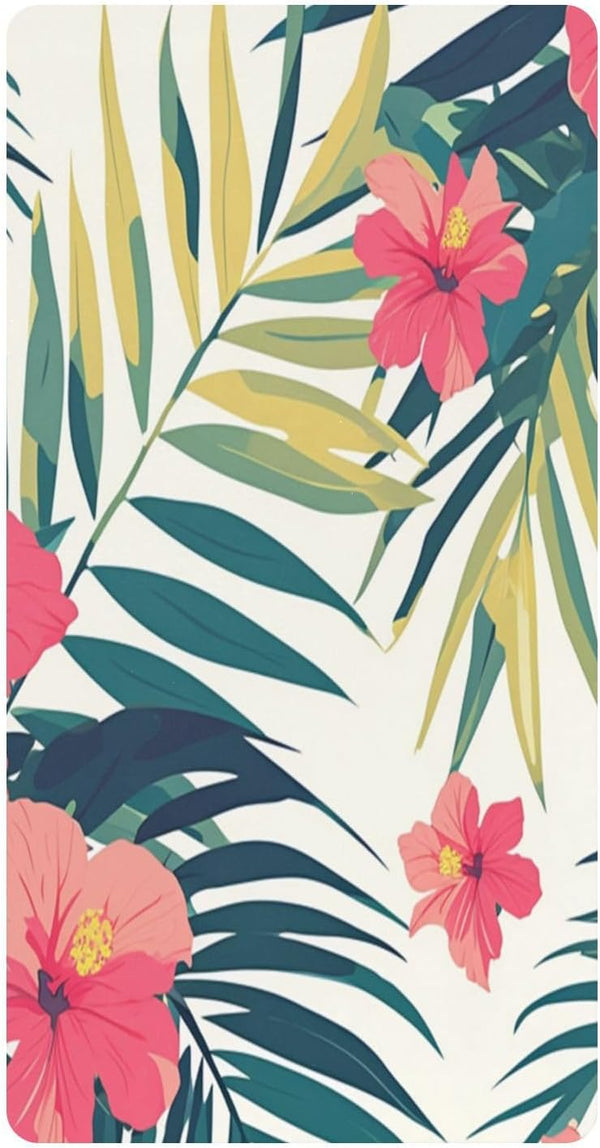 Bseiialft Tropical Flowers Palm Leaves Crib Sheets for Boys Girls Soft and Breathable
