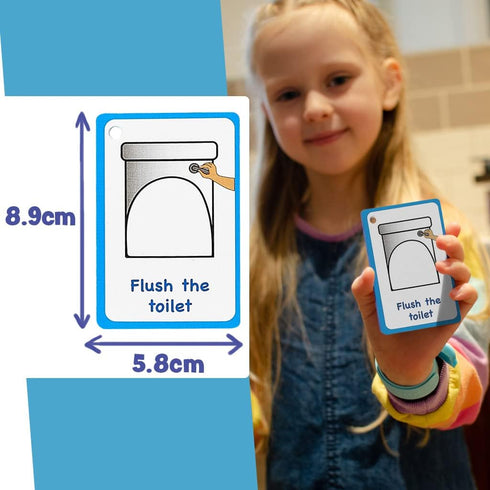 My Toilet Routine Cards, 12 Flash Cards for Visual Aid, Special Ed, Speech Delay for Non-Verbal Children and Adults