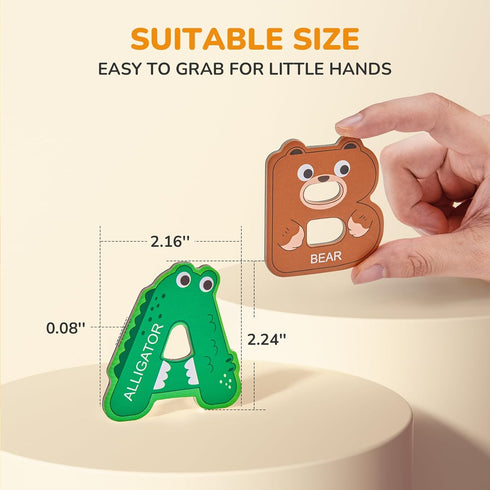 Magnetic Letters and Numbers Fridge Magnets, 26 Uppercase Letters and 0-9 Numbers, Animal Alphabet Toy Set for Kids