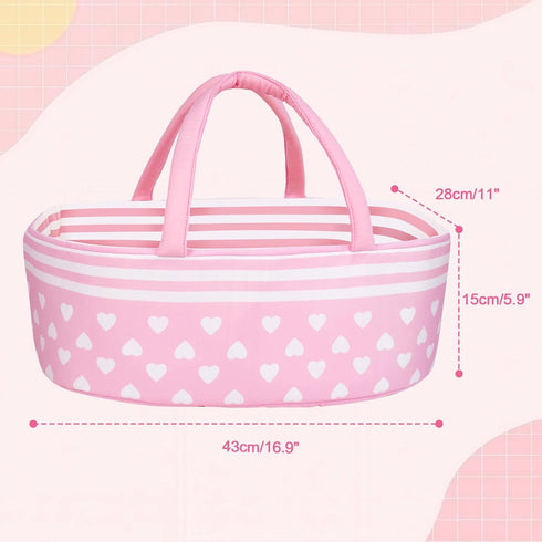 17-22 Inches AORI Reborn Baby Dolls Bassinet - Foldable Doll Crib Bed Soft Doll Carrier Accessories with Handle