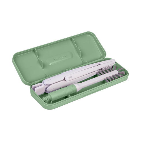 Ubbi On-The-Go Drying Rack and Brush Set, includes Travel Case and Bottle Brush for Compact Storage, Holds Up to 8 Bottles, Baby Travel Accessories, Sage