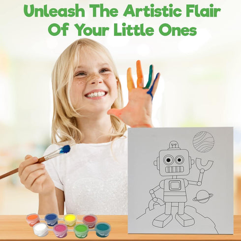 11 8 4+ Misco Toys Canvas Paint Party Kits, Piece Art kit Pre-Drawn Outline Canvas for Paint and Sip Colors and Brush