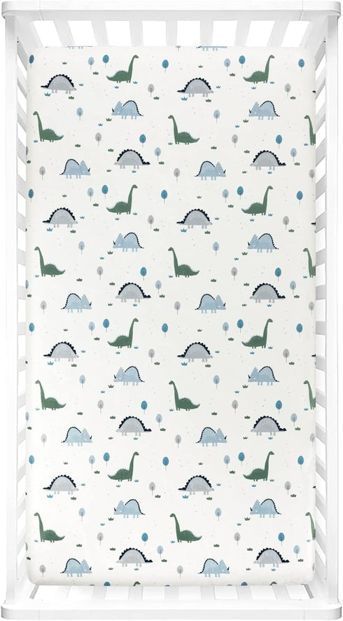 Lush Decor Baby Dinosaurs Roar Soft & Plush Fitted Crib Sheet, 52"x 28" x 9", Dusty Teal & Gray by Lush Decor