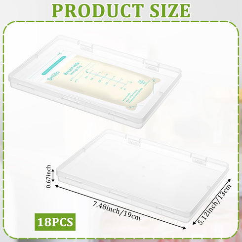 Sibosen 18 7.48 5.11 0.67 Pcs Clear Flat Breast Milk Freezer Storage Organizer Space Saving Breastmilk Storage