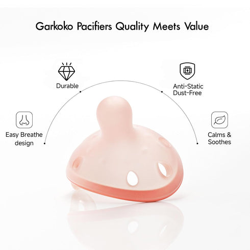 0-6 4pcs Garkoko Baby Pacifiers Months, Breast-Like Shape Soft Silicone Newborn Pacifiers with Large Air Holes