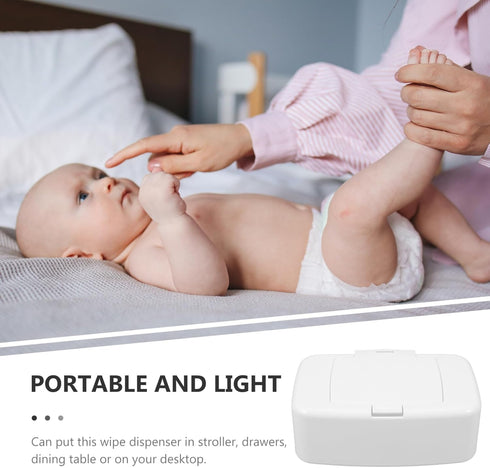 SHINEOFI 6.69X4.13X2.36In Refillable Wipes Dispenser Box with Non-Slip Base Portable Wet Tissue Holder for Baby