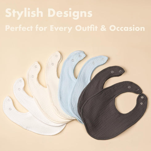 COOROBIN 8-Pack 100% Baby Drool Bibs, Cotton, Ultra Soft & Absorbent for Newborns, Adjustable Snaps, Shower Gift