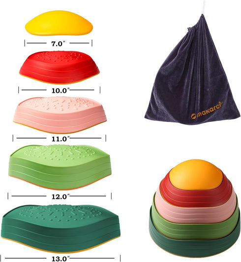 3 4 5 6 7+ makarci Balance Stepping Stones for Kids, Non-Slip Toddlers Sensory Toys Outdoor or Indoor Play, Promoting