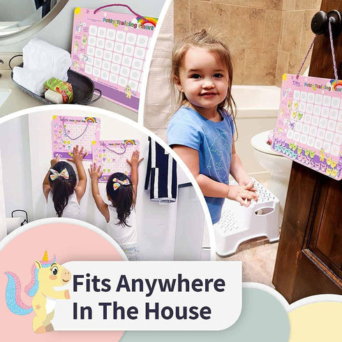 Potty Training Reward Chart, 35 Reusable Stickers, Crown, Instructional Stickers, Unicorn