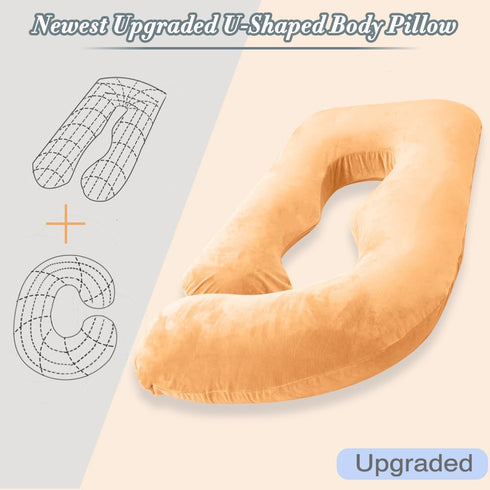 60 Inch Extra Large U-Shaped Pregnancy Pillow - Maternity Support for Sleeping (Brown)