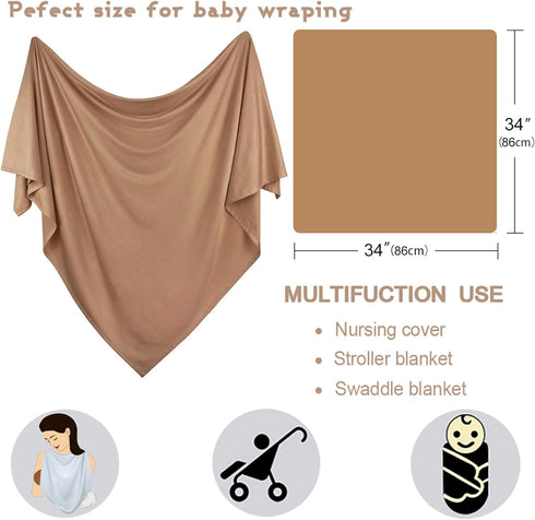 2Pack Set OWLOWLA Newborn Swaddle Blanket with Hat Baby Wrap Swaddle Receiving Blanket Boys Girls