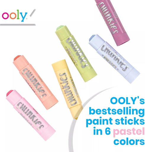 6 Set, Ooly Chunkies Pastel Paint Sticks For Kids, Tempera Paint Sticks Pastel Colors No Mess Quick Drying Art Supplies