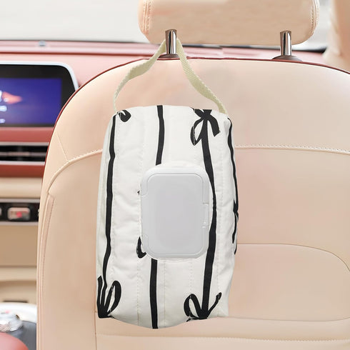 GadgetNova Reusable Bow Baby Wipes Dispenser - Portable Wet Tissue Storage Bag for Travel, Refillable Diaper Wipe