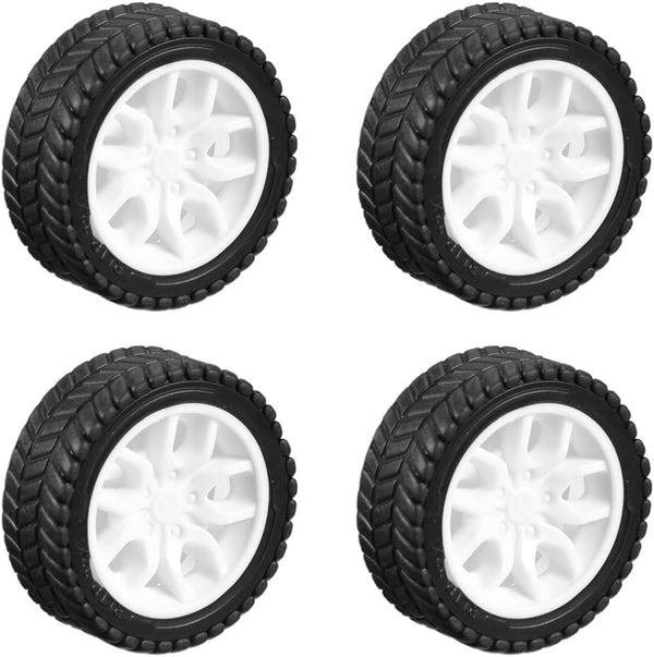 uxcell 30mm Rubber RC Wheel Tires - DIY Model Robots, 4pcs, White and Black