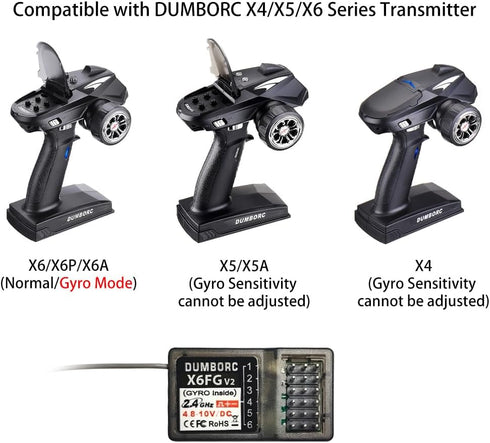 2 X6FG(Built 6 2.4GHz X6/X4/X5/X6PM-350 ATA HOBBY DUMBORC Pcs in Gyro) Channels RC Receiver for DUMBORC Transmitter RC