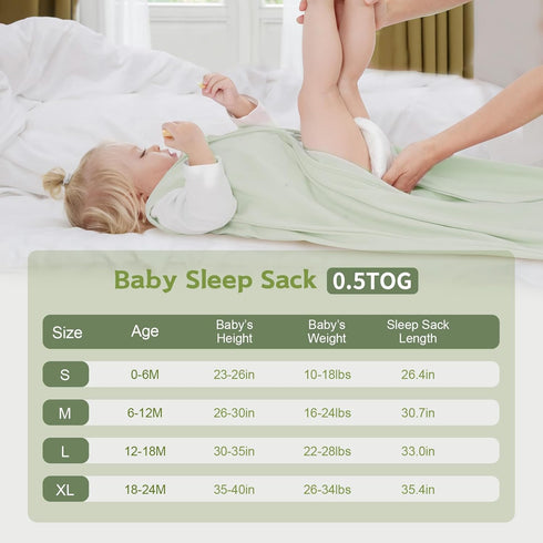 6-12 Months,100% 0.5 3 Pack 2-Way Baby Sleep Sack Cotton TOG Wearable Blanket for Boys and Girls, Zipper Lightweight