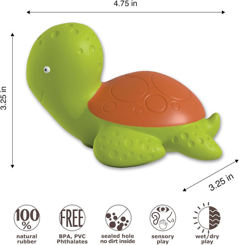 caaocho Mele The Sea Turtle Pure Natural Rubber Bath Toy - Hole Free, BPA Free for Infants