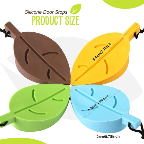 HNYYZL 4Pcs Silicone Door Stopper Wedge Finger Protector, Cute Colorful Cartoon Leaf Style, for Home Office