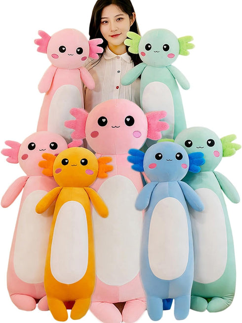 Long Pink Axolotl Plush Pillow, Stuffed Animal for Girls and Boys, Salamander Plush Toy Gift (100cm/39.37inch)