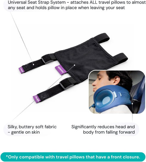 S3 Cabeau Universal Neck Pillow Seat Strap System - Head Hold Attaches Most Neck Pillows to Airplane Seats and car