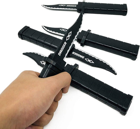 4 Pcs Retractable Fake Knife Toy, Plastic Funny Trick Gadget Props for Halloween Fools Day Party