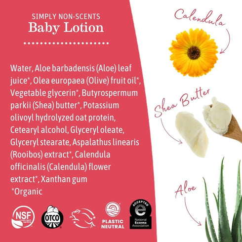 Earth Mama Simply Non-Scents Baby Lotion, 8-Fl oz - Organic Moisturizer for Dry Skin with Calendula Cream & Aloe