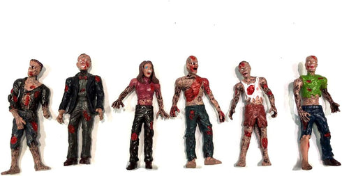 PowerTRC Toy Zombie Action Figures with Movable and Detachable Joints | Mini Zombie Figurines | Great for Presents, Decoration, and Party Favors | Pack of 6, 4 Inches Tall Zombies