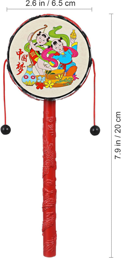 Toyvian 9 pcs Monkey Drum Hand Rattle, Educational Twist Drum Percussion Instrument with Random Pattern