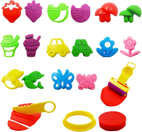 Set 44 FRIMOONY Dough Tools for Kids, Various Plastic Animal Molds, Rolling Pins, for Creative Dough Cutting, Pieces