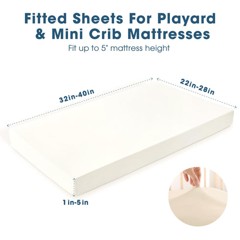 GRSSDER Mini Crib Sheets Fitted, Pack and Play Sheets 2 Pack, Ultra Soft Stretchy Sheets for Playard Mattress