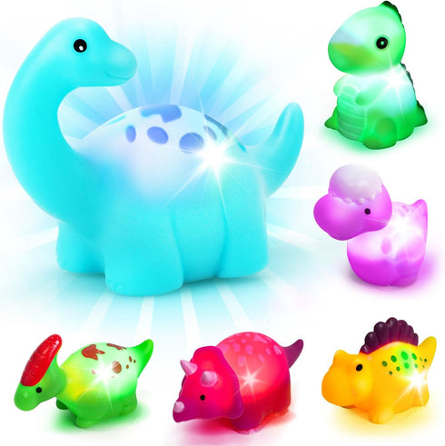 TOY Life Light Up Dinosaur Bath Toys for Kids 3 4 5 8, No Hole Bath Toys for Toddlers, Baby Bath Time Toys