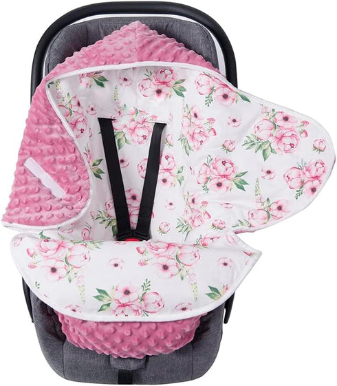 Miracle Baby Car Seat Covers, 100% Cotton Winter Minky Baby Swaddle Blanket, Soft Thick Baby Swaddling Blanket for