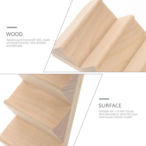 Artibetter Mini Staircase Wooden 1/12 DIY Stairway Accessory Model - Without Armrest for Mini House Scene