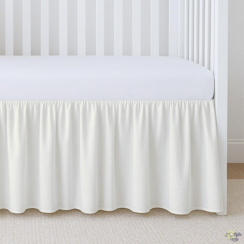 28" 52" 14" Cottington Lane Ivory Crib Skirt Dust Ruffle, Soft & Durable Nursery Crib Toddler Bedding Skirt for Baby