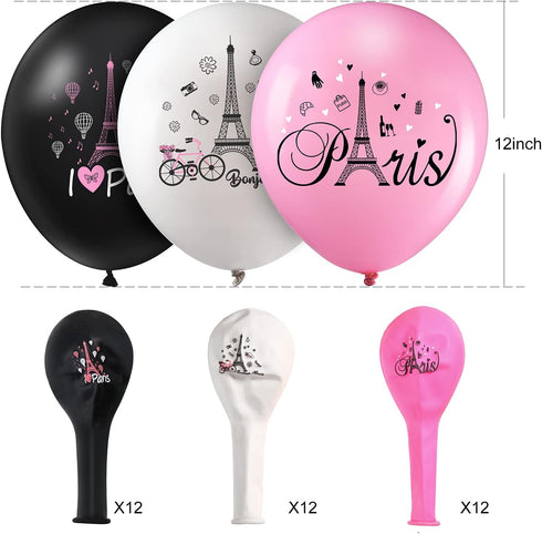 Sumind 36 Pieces Paris Balloons, 12 Inches Day in Paris Theme Birthday Party Decorations for Wedding Supplies.