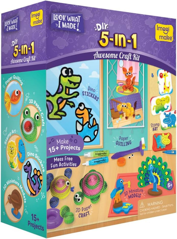 Imagimake 5-in-1 Awesome Craft Kit | Includes 15+ Projects | Crafts for