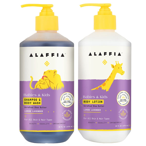 Alaffia Babies and Kids Shampoo & Body Wash and Body Lotion (16Oz)