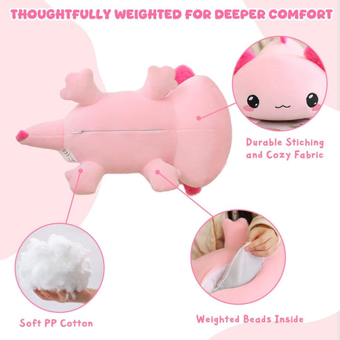 3.74 lbs TOYSYM Weighted Stuffed Animals, Axolotl Stuffed Animal with Weighted Beads, Cute Plush Toy Pillow Gifts
