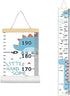 Kids Growth Chart, Wood Frame Fabric Canvas Height Measurement Ruler for Child's Room Decoration - Blue Dinosaur