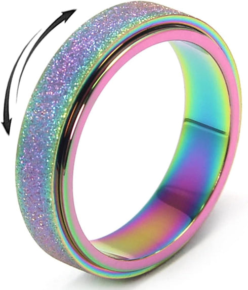 Titanium Stainless Steel Anxiety Ring for Women Men Fidget Spinner Ring, Size