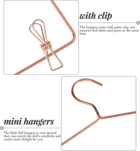 5 Sets Mini Doll Hanger Accessories, Little Hangers for 18 Inch Dolls, Iron Baby Clothing Support