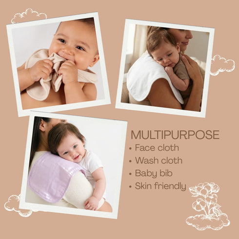 abbybabies 6 Pack 100% 22x10, Burping Cloths for Baby Boy & Girl, Cotton Muslin Burp Cloths, Soft & Highly Absorbent