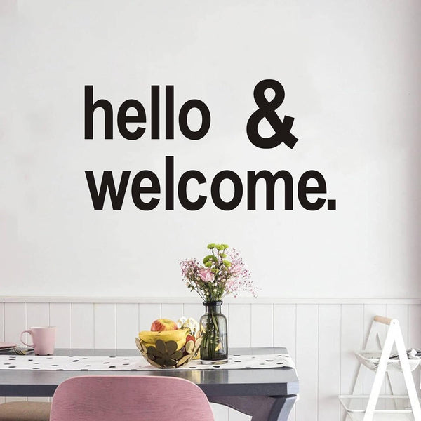 Wall Decal Stickers - Hello Welcome Stickers, Easy to Apply, Vinyl Wall Decor Art for Front Door, Inspirational