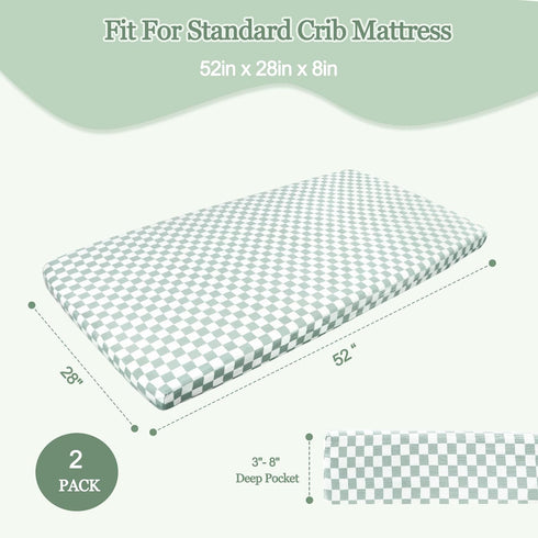 DILIMI Green Checkered Muslin Crib Sheets & Cotton Baby Lounger Cover - Only Cover