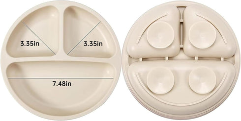 PandaEar 6 Pack Toddler Plates and Utensils Set, 2 Pack Silicone Baby Plates with Suction & 4 Stainless Steel Spoons