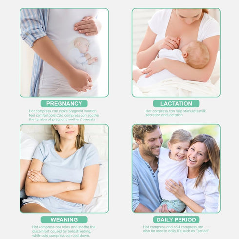 Hot/Cold Breast Gel Bead Ice Packs, Breast Cooling/Heat Pads for Nursing Pain, Mastitis, Engorgement, Swelling, Plugged