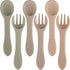 6 Pieces Silicone Baby Feeding Forks and Spoons Set, Mini Kids Utensils for 6 Months and Up (Cream Color)