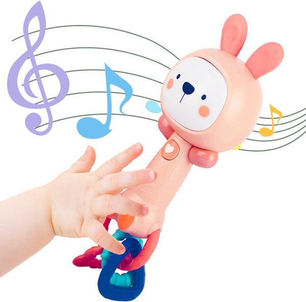 Baby Music Rattles Toy 6-12 Months, Teething Toys with Music and Light for Newborn Gifts