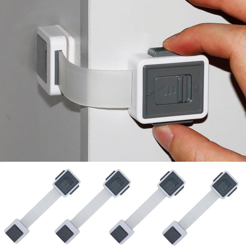 Child Proof Cabinet Locks, 4 Pack for Drawer Cupboard Dishwasher Pantry Toilet, Adhesive Safety Baby Proofing Fridge