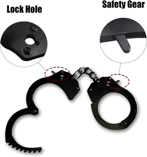 Metal Toy Handcuffs with Keys for Kids (Black)